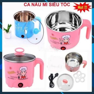 Nồi lẩu điện mini cao cấp đa năng 2 nấc, nồi nấu lẩu mini cầm tay, ca mỳ điện