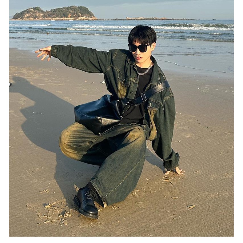Bộ Đồ Denim Phong Cách Retro Mỹ Thời Trang Mùa Xuân Dành Cho Nam
