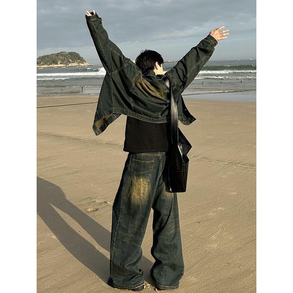 Bộ Đồ Denim Phong Cách Retro Mỹ Thời Trang Mùa Xuân Dành Cho Nam