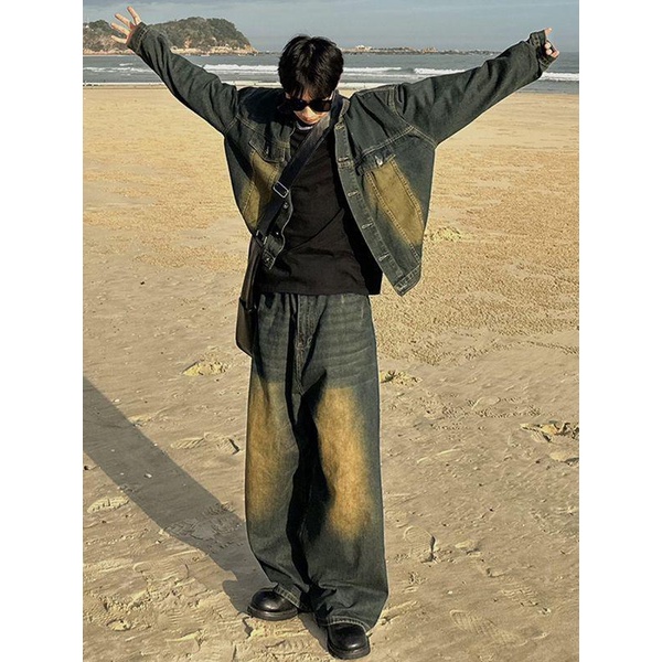 Bộ Đồ Denim Phong Cách Retro Mỹ Thời Trang Mùa Xuân Dành Cho Nam