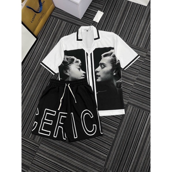 Bộ lụa nam cao cấp đen trắng chữ eric hanoi