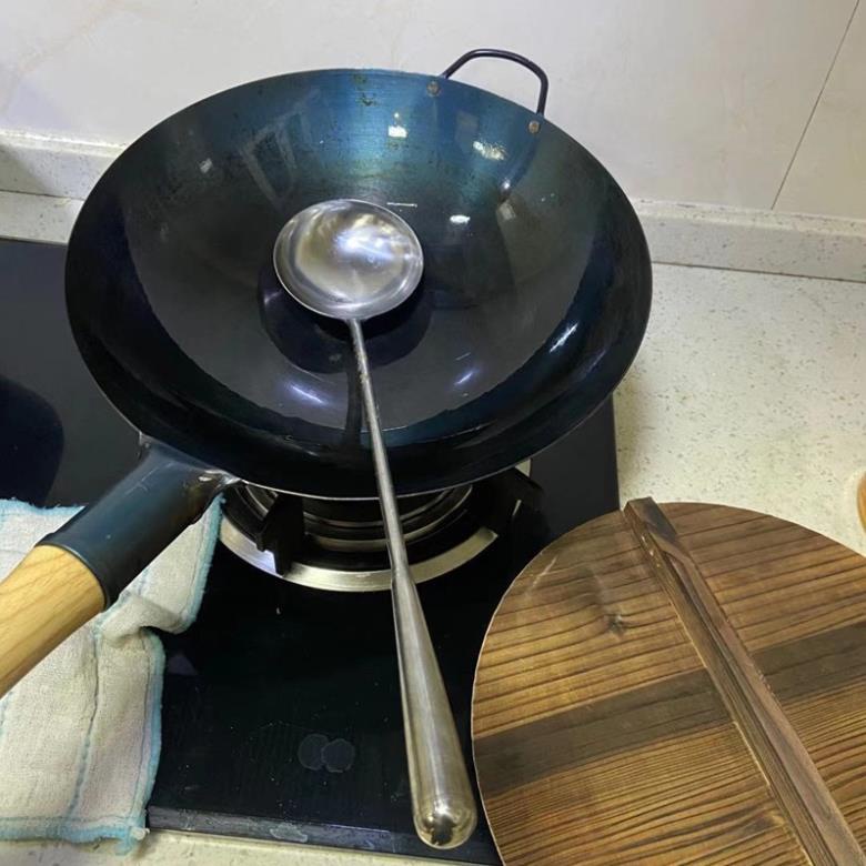 Chảo Thép Tôi  Chống Dính Cán Gỗ Sồi Cao Cấp Đường Kính 32cm Chuyên Dùng Cho Nhà Hàng