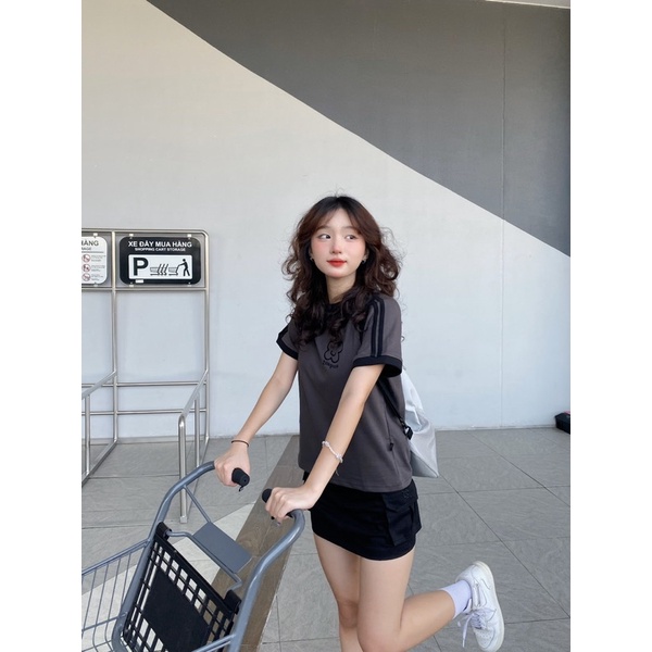 ÁO SMILEY FLOWER XÁM