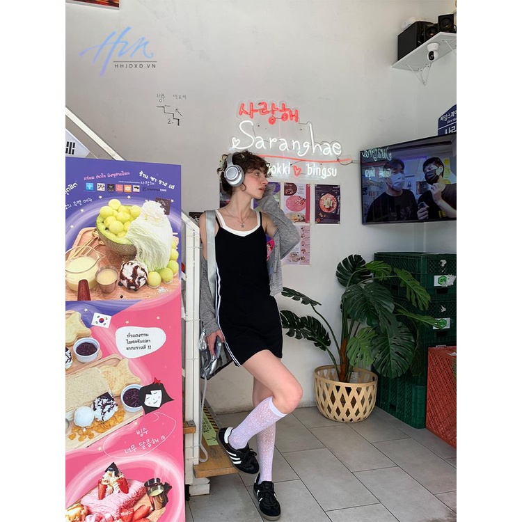 Đầm Ngắn Hai Dây Dáng Ôm Phong Cách Thể Thao Mỹ Thời Trang Cho Nữ