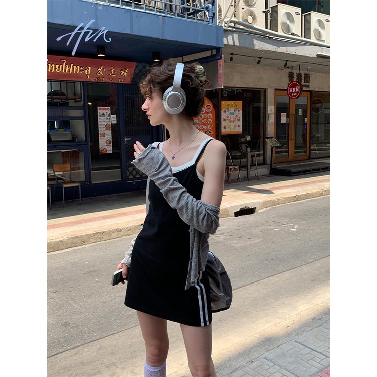 Đầm Ngắn Hai Dây Dáng Ôm Phong Cách Thể Thao Mỹ Thời Trang Cho Nữ