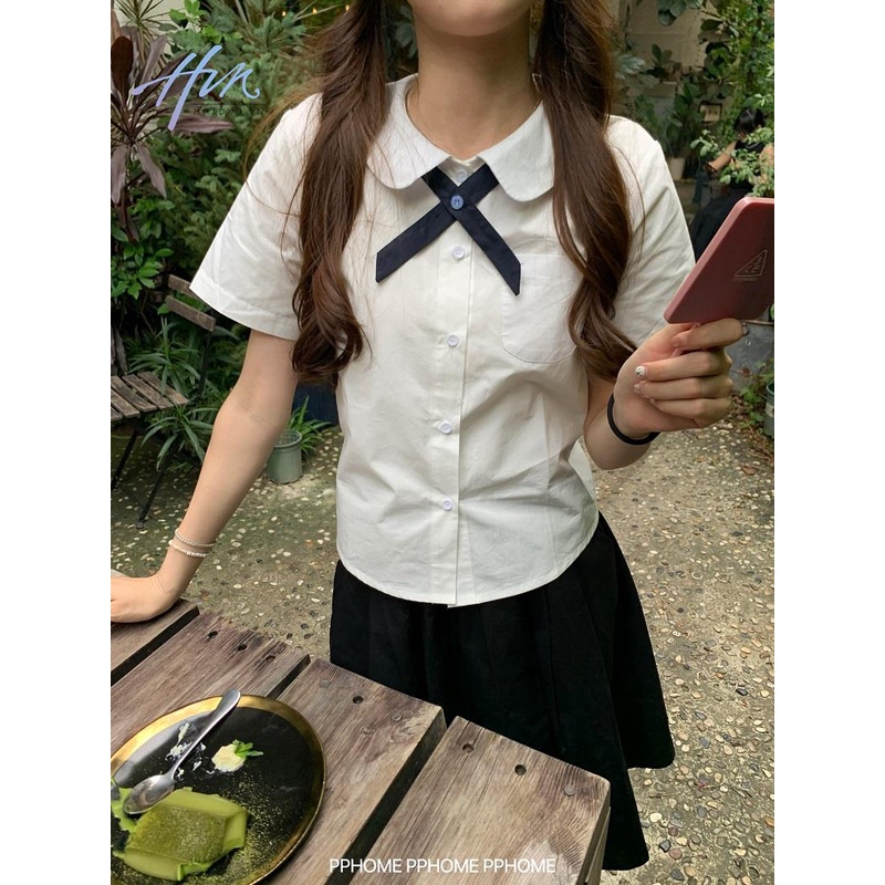 Áo Sơ Mi Tay Ngắn Cổ Búp Bê Thời Trang Mùa Hè Cho Nữ