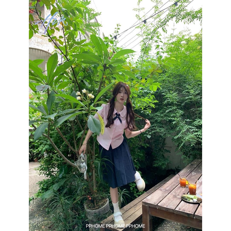 Áo Sơ Mi Tay Ngắn Cổ Búp Bê Thời Trang Mùa Hè Cho Nữ