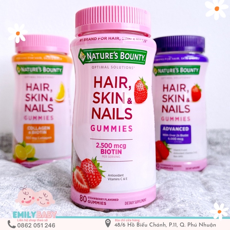 Kẹo đẹp tóc Nature’s Bounty Hair Skin & Nails Gummies