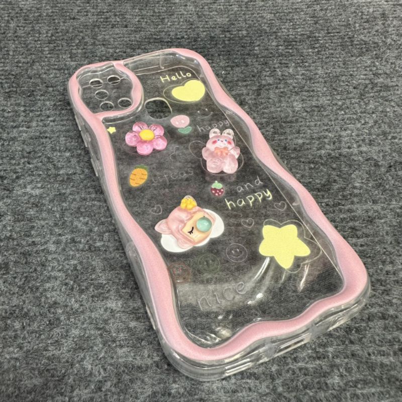 Case ốp lưng Samsung A21S dẻo trong màu hình nổi siêu dễ thương bảo vệ camera