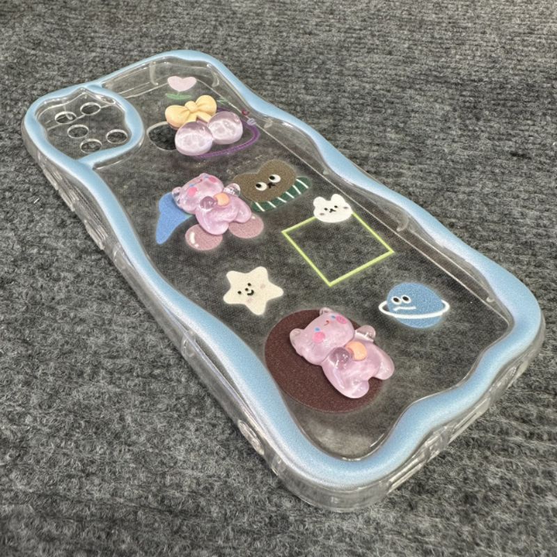 Case ốp lưng Samsung A21S dẻo trong màu hình nổi siêu dễ thương bảo vệ camera