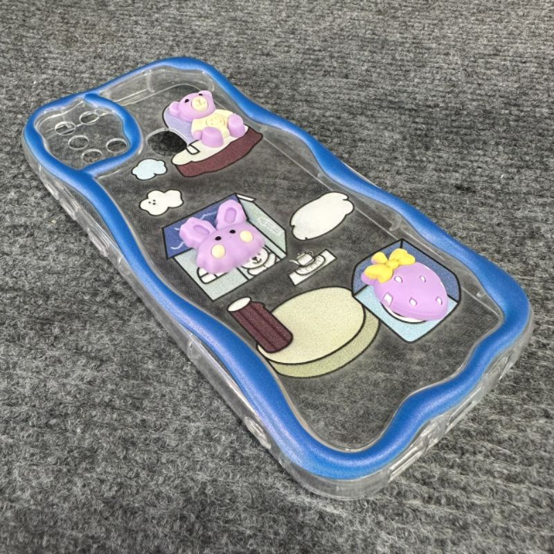 Case ốp lưng Samsung A21S dẻo trong màu hình nổi siêu dễ thương bảo vệ camera