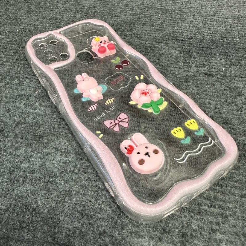 Case ốp lưng Samsung A21S dẻo trong màu hình nổi siêu dễ thương bảo vệ camera