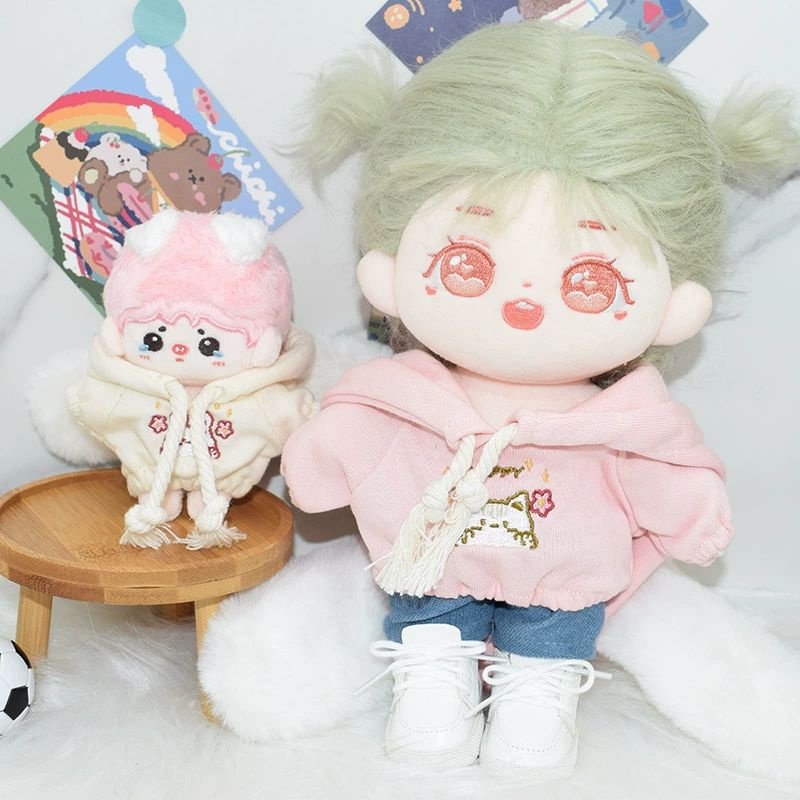 Áo hoodie tai thỏ cho doll 10cm, 20cm
