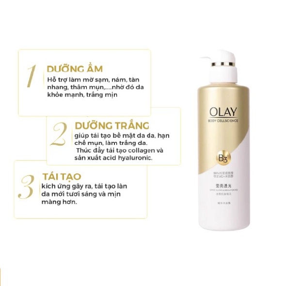 Sữa tắm Olay B3+ trắng da 500ml