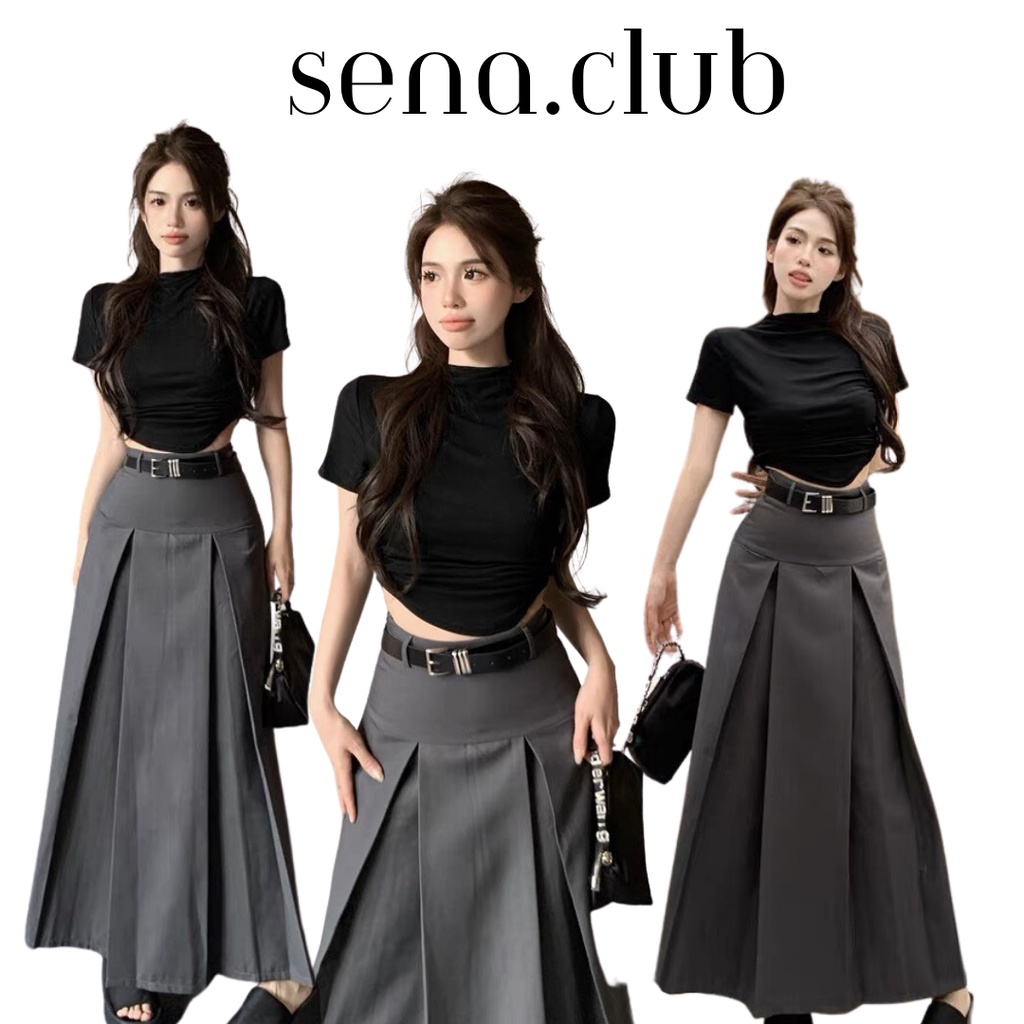 sena.club- Chân váy xếp ly dáng dài mặc 2 mặt phong cách hot Douyin- Chân váy Midi dài xếp ly hot trend 692 | BigBuy360 - bigbuy360.vn