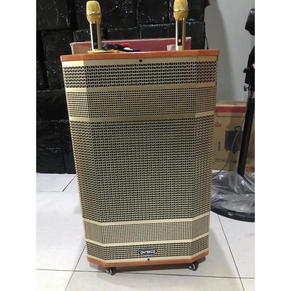 Loa kéo bluetooth ONTEKCO 1503 PROMAX - Bass 40CM 3 đường tiếng kèm 2 micro không dây cao cấp hát karaoke gia đình