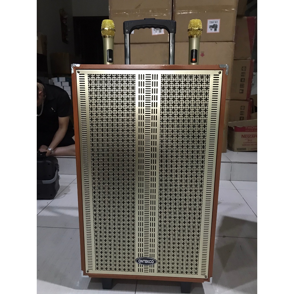 Loa kéo bluetooth ONTEKCO 1503 PROMAX - Bass 40CM 3 đường tiếng kèm 2 micro không dây cao cấp hát karaoke gia đình