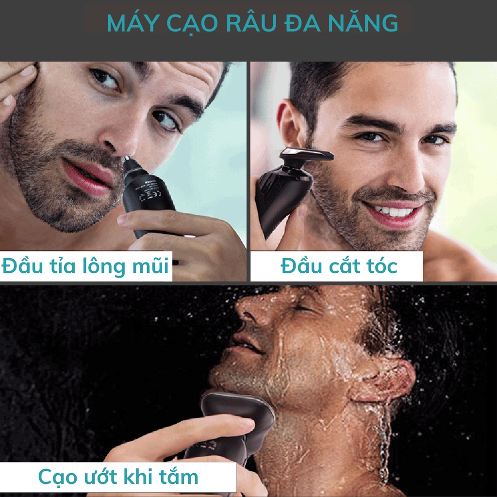 Máy cạo râu 3 trong 1 Pritech máy cạo râu 3 lưỡi kép không gây kích ứng da động cơ mạnh mẽ và thiết kế nhỏ gọn - REMO
