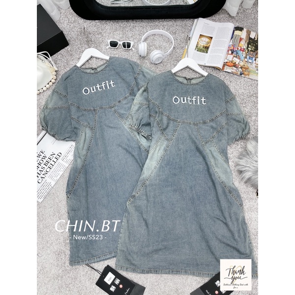 Đầm jean kiểu nút có túi cổ tim sát nách hàng đẹp!  | TOMBI SHOP