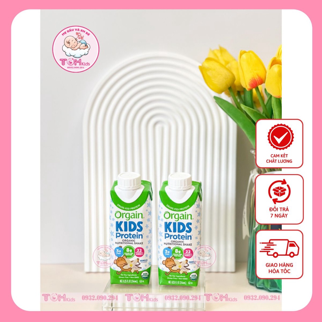 Sữa khỉ organic Orgain Kids Protein Mỹ 244ml (12 hộp)