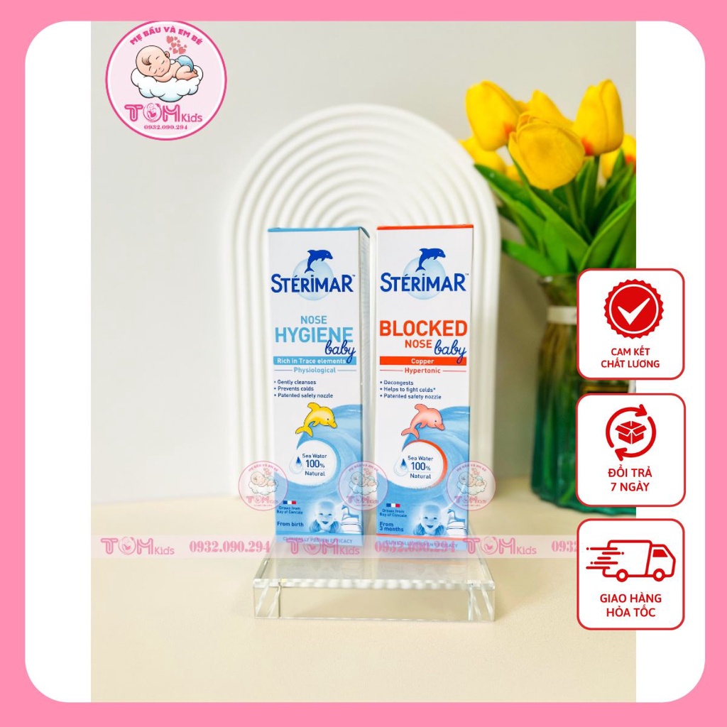 Xịt mũi sinh lý Sterimar cá heo từ Pháp giúp làm sạch, giảm nghẹt mũi sổ mũi cho bé chai 100ml