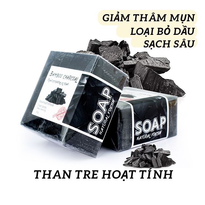 Xà bông than tre, cà phê handmade hữu cơ, thành phần tự nhiên làm giảm thâm mụn, sạch sâu.