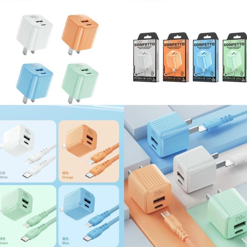 Bộ Sạc Nhanh 2 Cổng Chống Nhiệt 20w WEKOME WP - U129 2 cổng USB và TYPE C