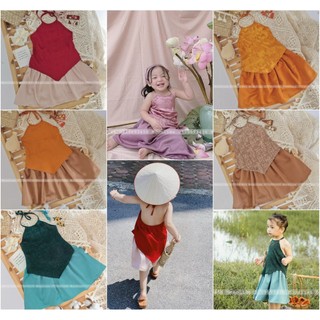 ( HỎA TỐC ) Set Yếm Đào Truyền Thống ( TẶNG KÈM KHĂN MỎ QUẠ XINH XẮN ) Size nhí từ 7kg - 20kg