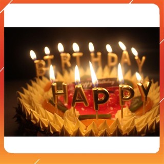 Nến sinh nhật chữ Happy Birthday gold-silver