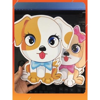 Chibi mô hình chó con trang trí tiệc thôi nôi
