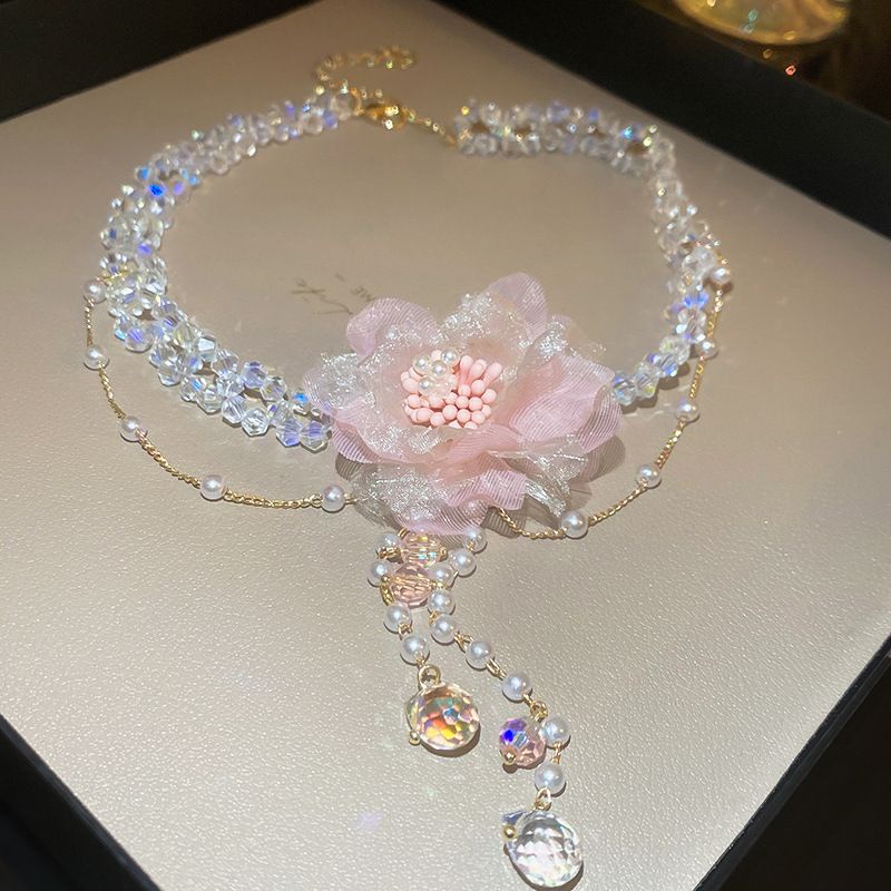 Bông Tai Bạc Hình Hoa Lưới Đính Ngọc Trai Thời Trang