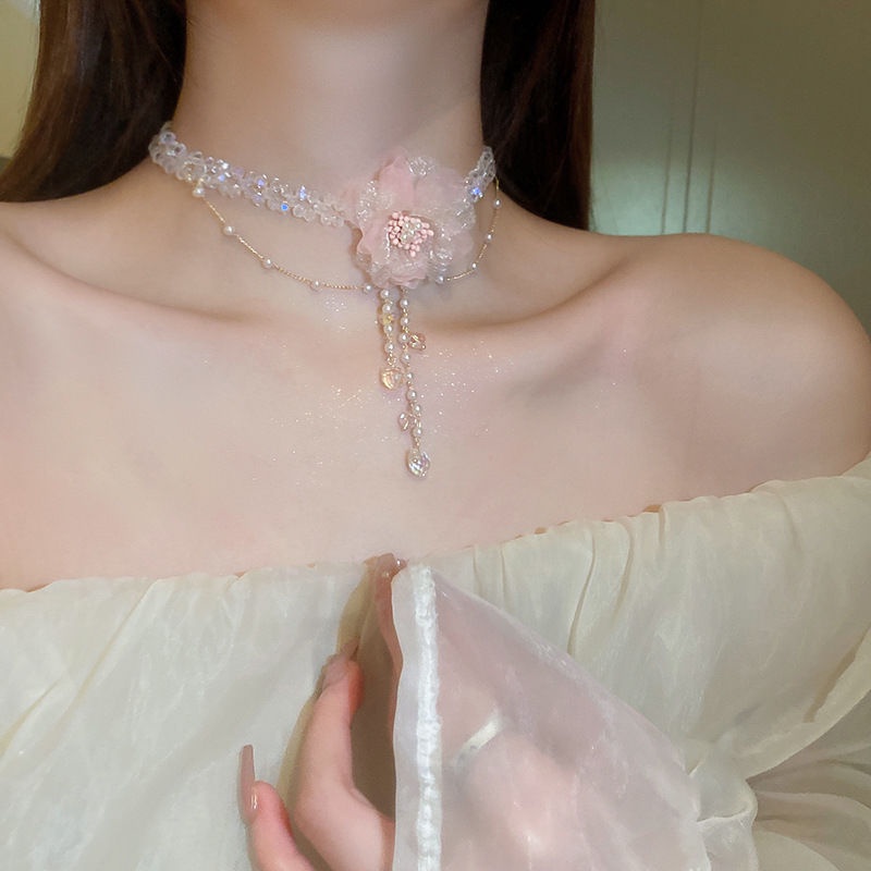 Bông Tai Bạc Hình Hoa Lưới Đính Ngọc Trai Thời Trang