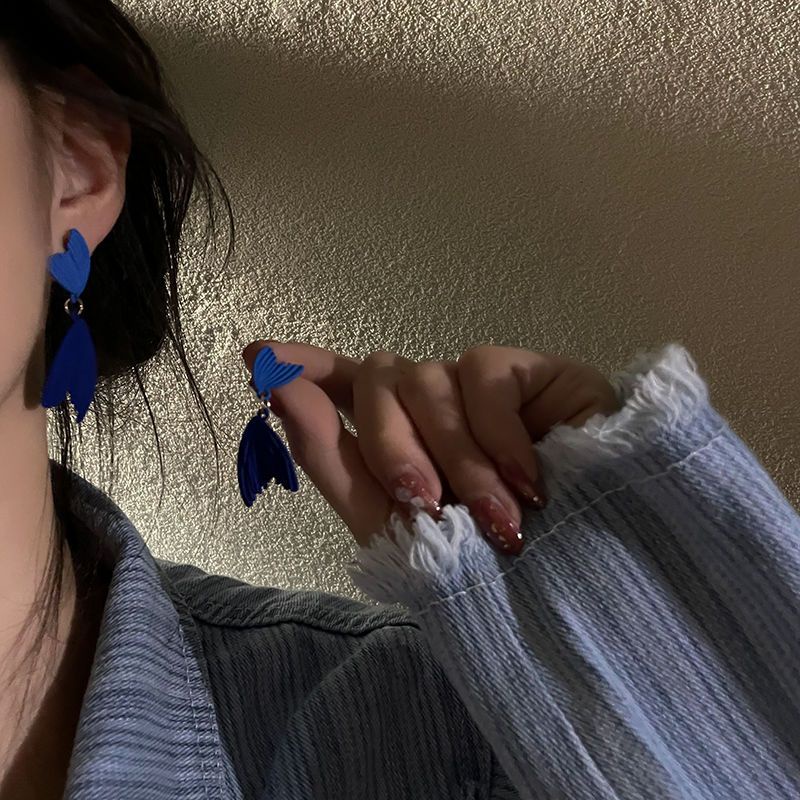 Khuyên Tai Bạc 925 Hình Đuôi Cá Thời Trang Hàn Quốc