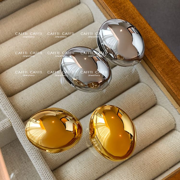 Khuyên Tai Hình Trứng Vàng Bóng Phong Cách Âu Mỹ Cao Cấp Cho Nữ