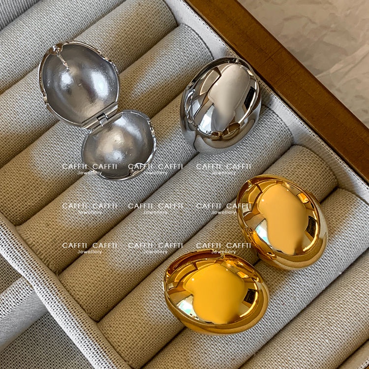 Khuyên Tai Hình Trứng Vàng Bóng Phong Cách Âu Mỹ Cao Cấp Cho Nữ