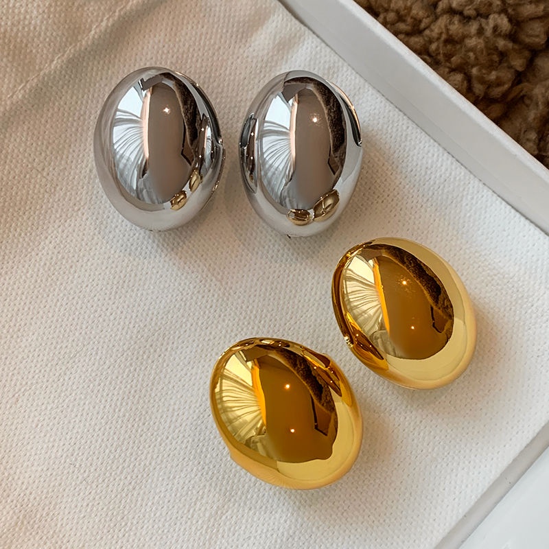 Khuyên Tai Hình Trứng Vàng Bóng Phong Cách Âu Mỹ Cao Cấp Cho Nữ
