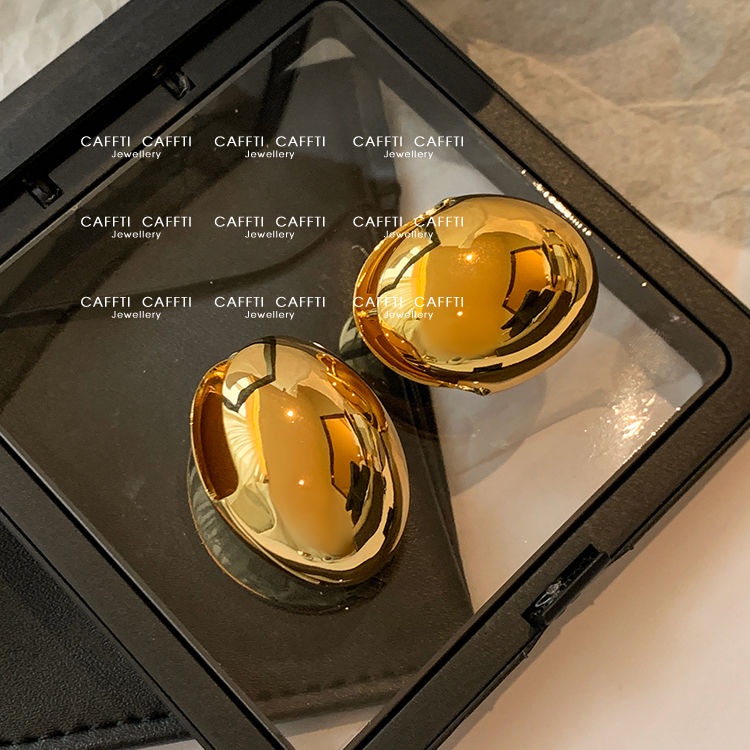 Khuyên Tai Hình Trứng Vàng Bóng Phong Cách Âu Mỹ Cao Cấp Cho Nữ