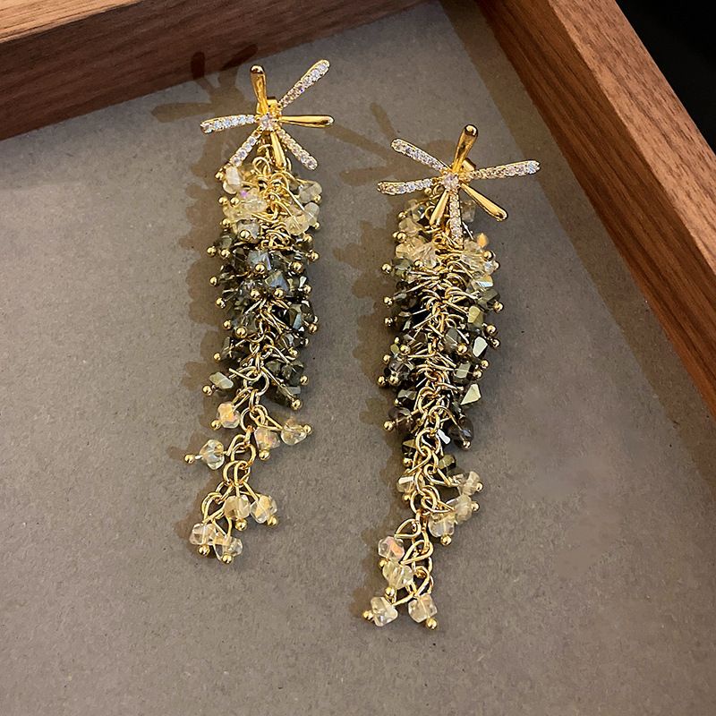 Bông Tai Mạ Bạc Dáng Dài Đính Đá Zircon Phong Cách Âu Mỹ