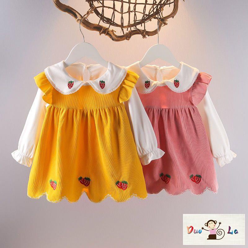 Đầm Công Chúa Một Mảnh Tay Dài Bằng Vải Cotton Trơn Thời Trang Xuân Hè Dành Cho Bé Gái