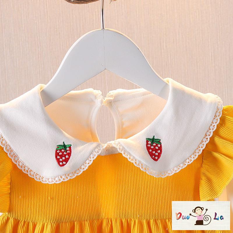 Đầm Công Chúa Một Mảnh Tay Dài Bằng Vải Cotton Trơn Thời Trang Xuân Hè Dành Cho Bé Gái