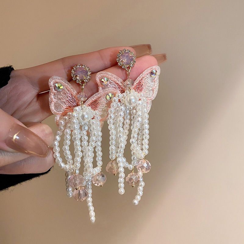 Bông Tai Mạ Bạc Hình Hoa Đính Ngọc Trai Phong Cách bohemian Thời Trang Mới 2023