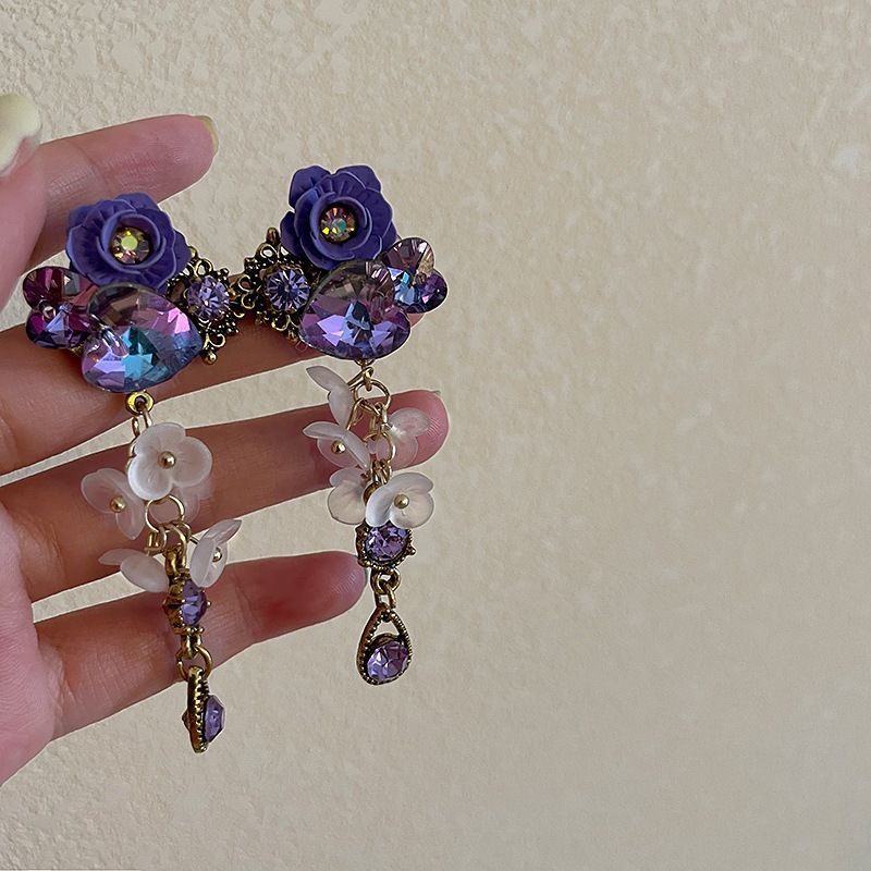 Bông Tai Mạ Bạc Hình Hoa Đính Ngọc Trai Phong Cách bohemian Thời Trang Mới 2023