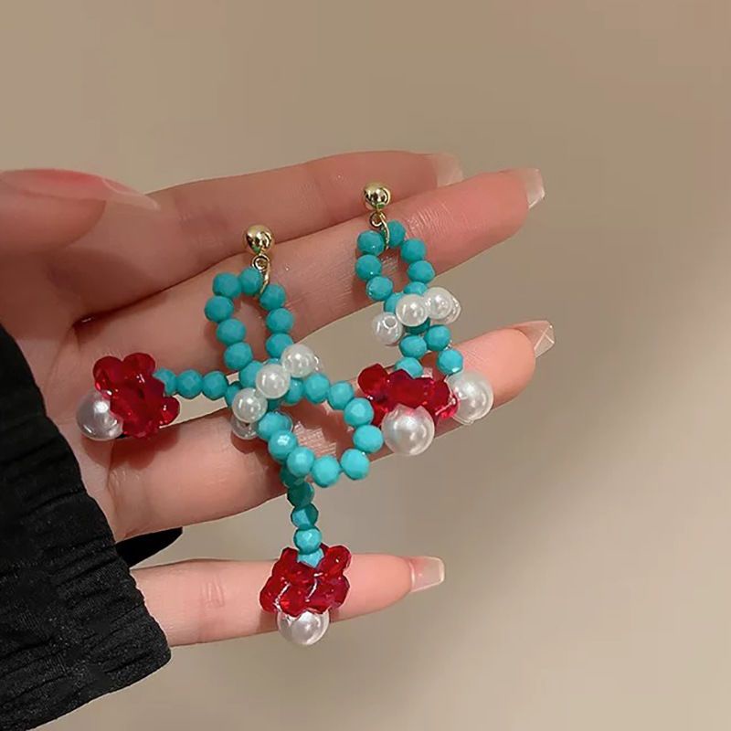 Bông Tai Mạ Bạc Hình Hoa Đính Ngọc Trai Phong Cách bohemian Thời Trang Mới 2023