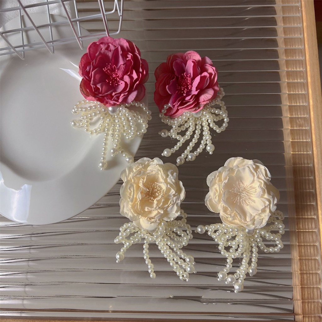 Bông Tai Bạc Hình Hoa Đính Ngọc Trai Thời Trang Mùa Hè Hàng Mới 2023 Dành Cho Bạn Nữ