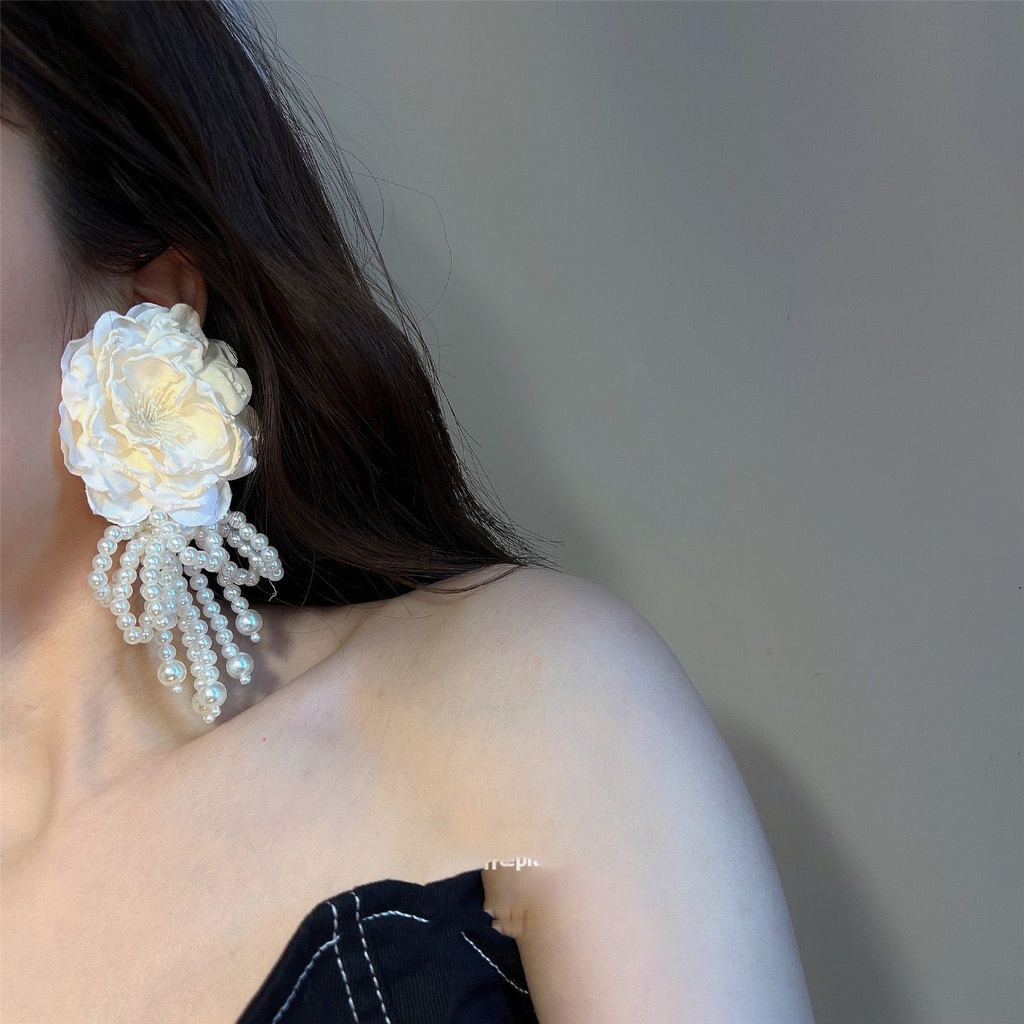 Bông Tai Bạc Hình Hoa Đính Ngọc Trai Thời Trang Mùa Hè Hàng Mới 2023 Dành Cho Bạn Nữ