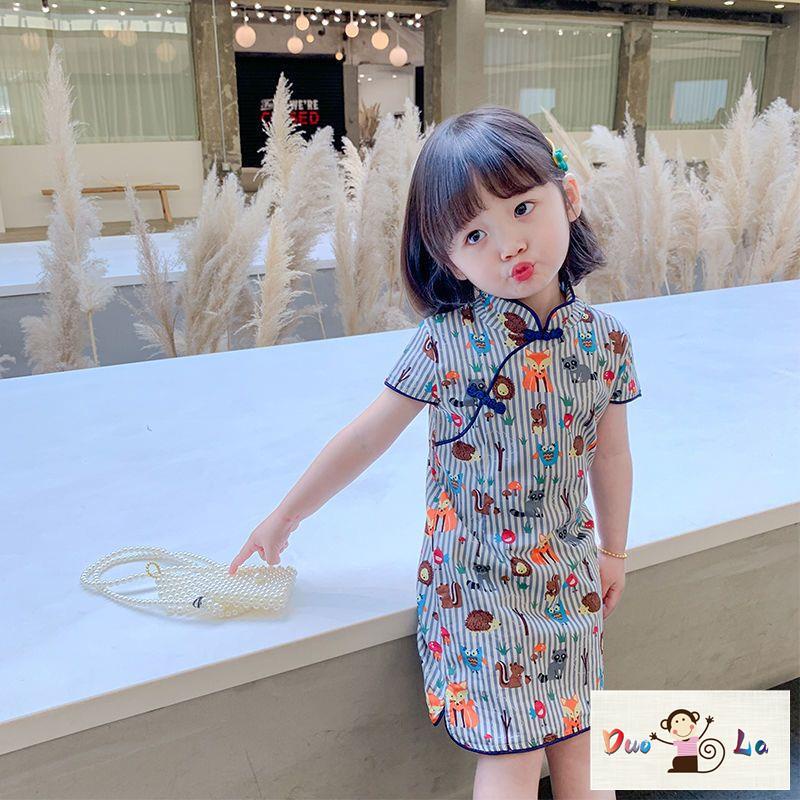 Đầm Sườn Xám Phong Cách Phương Tây Thời Trang Mùa Hè 2023 Dành Cho Bé Gái