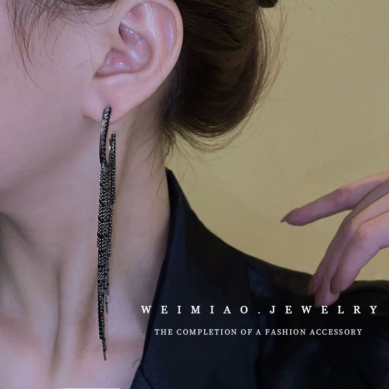 Bông Tai Mạ Bạc Dáng Dài Đính Kim Cương Phong Cách Âu Mỹ Thời Trang