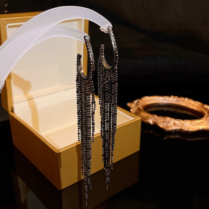 Bông Tai Mạ Bạc Dáng Dài Đính Kim Cương Phong Cách Âu Mỹ Thời Trang