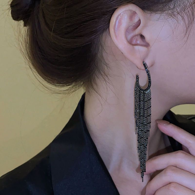 Bông Tai Mạ Bạc Dáng Dài Đính Kim Cương Phong Cách Âu Mỹ Thời Trang