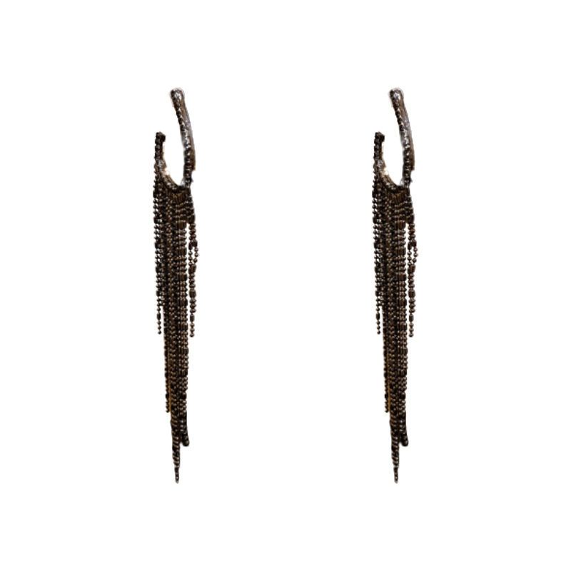 Bông Tai Mạ Bạc Dáng Dài Đính Kim Cương Phong Cách Âu Mỹ Thời Trang